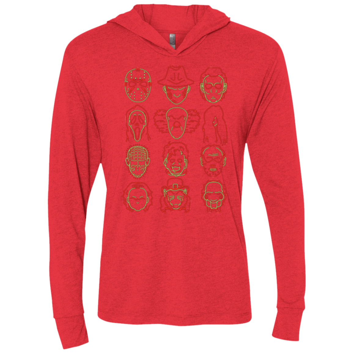 T-Shirts Vintage Red / X-Small HORROR HEADS Triblend Long Sleeve Hoodie Tee