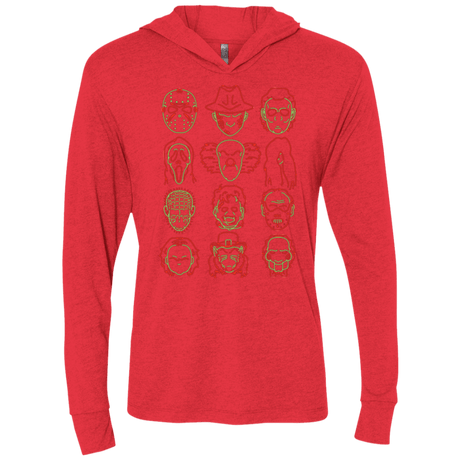 T-Shirts Vintage Red / X-Small HORROR HEADS Triblend Long Sleeve Hoodie Tee