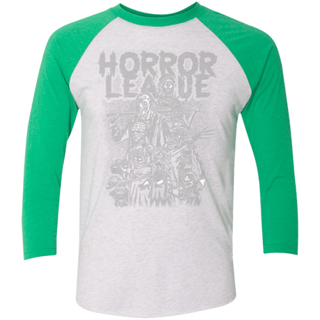 T-Shirts Heather White/Envy / X-Small Horror League Men's Triblend 3/4 Sleeve