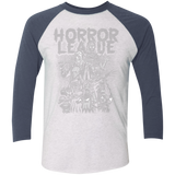 T-Shirts Heather White/Indigo / X-Small Horror League Men's Triblend 3/4 Sleeve