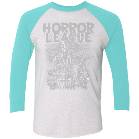 T-Shirts Heather White/Tahiti Blue / X-Small Horror League Men's Triblend 3/4 Sleeve