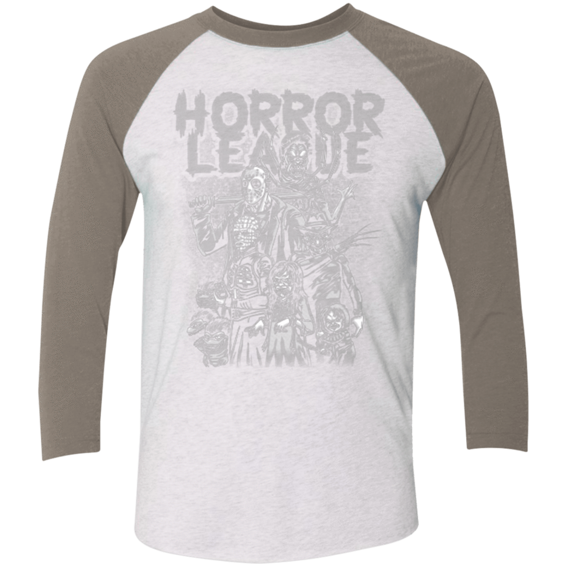 T-Shirts Heather White/Vintage Grey / X-Small Horror League Men's Triblend 3/4 Sleeve