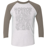 T-Shirts Heather White/Vintage Grey / X-Small Horror League Men's Triblend 3/4 Sleeve