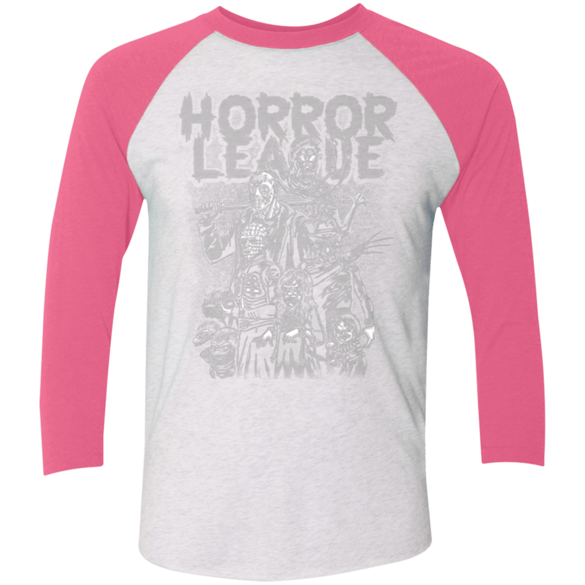 T-Shirts Heather White/Vintage Pink / X-Small Horror League Men's Triblend 3/4 Sleeve
