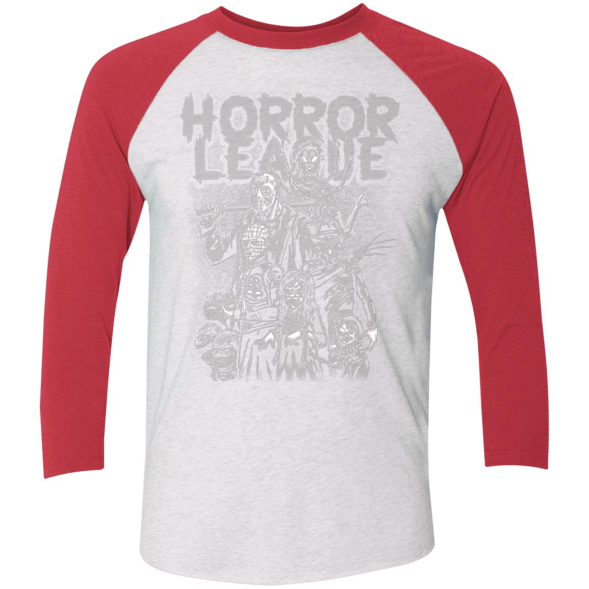 T-Shirts Heather White/Vintage Red / X-Small Horror League Men's Triblend 3/4 Sleeve
