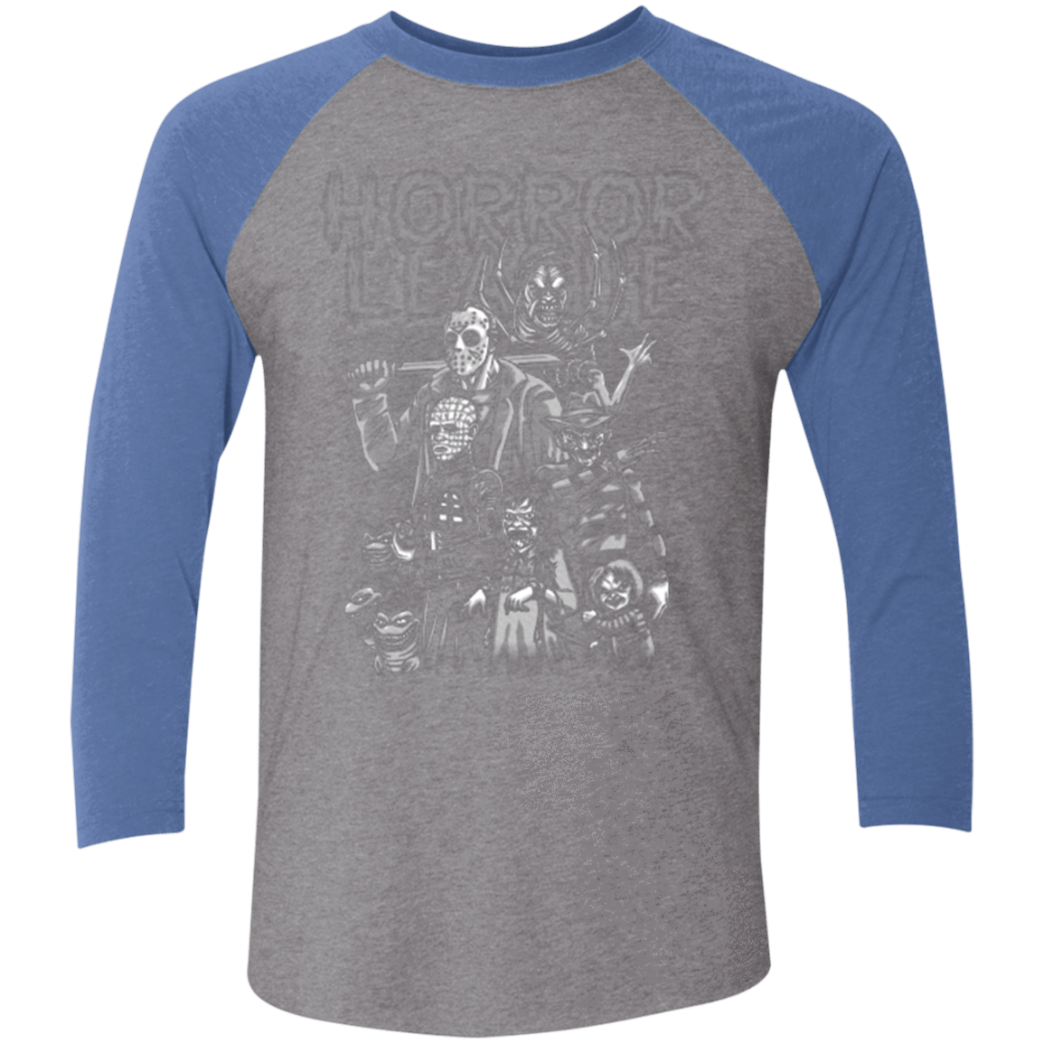 T-Shirts Premium Heather/ Vintage Royal / X-Small Horror League Men's Triblend 3/4 Sleeve