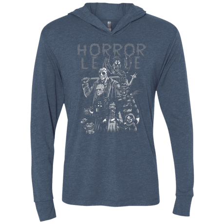 T-Shirts Indigo / X-Small Horror League Triblend Long Sleeve Hoodie Tee