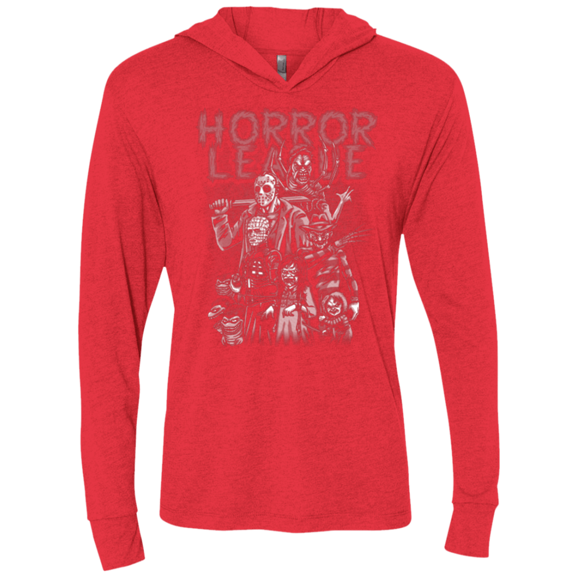 T-Shirts Vintage Red / X-Small Horror League Triblend Long Sleeve Hoodie Tee