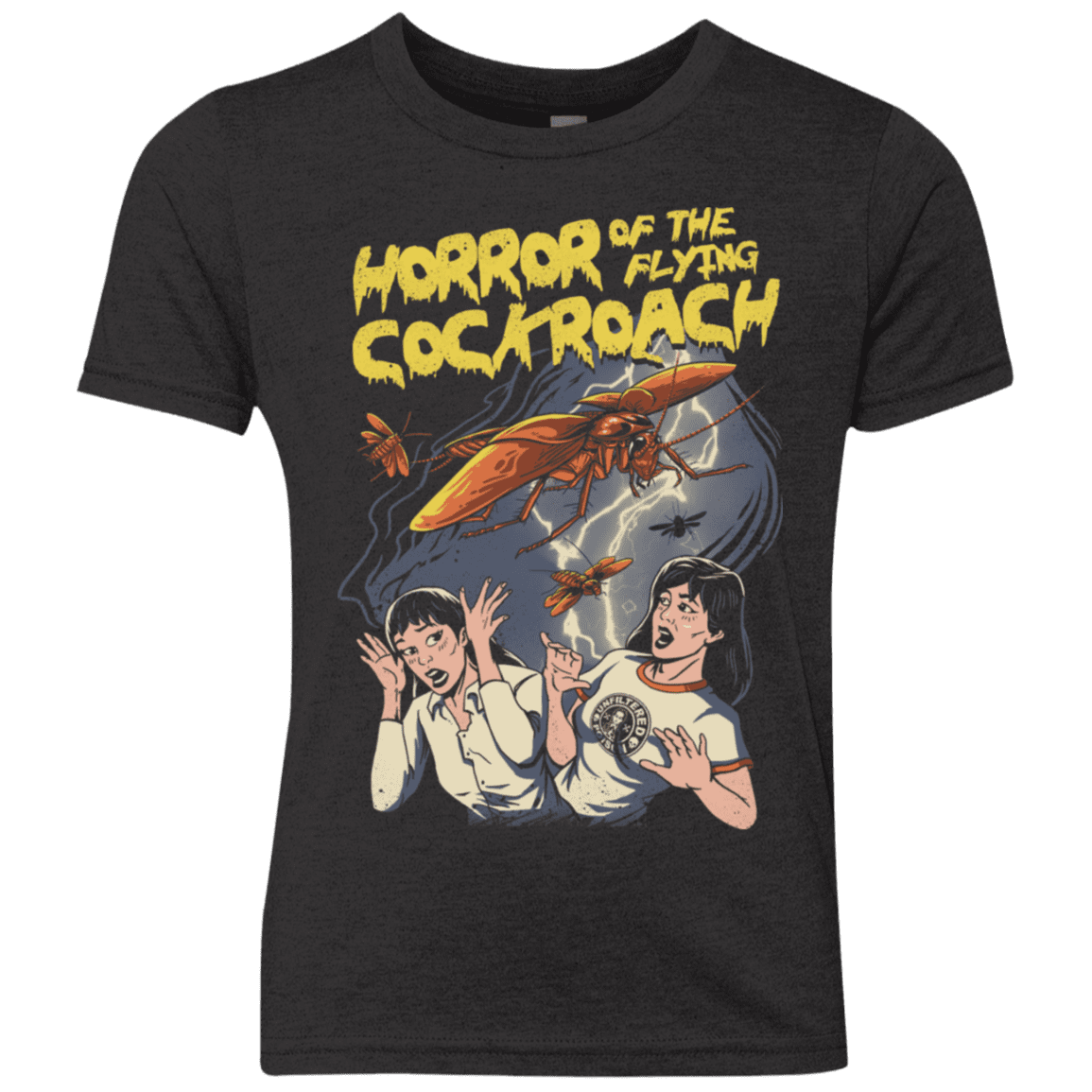 T-Shirts Vintage Black / YXS Horror of the Flying Cockroach Youth Triblend T-Shirt