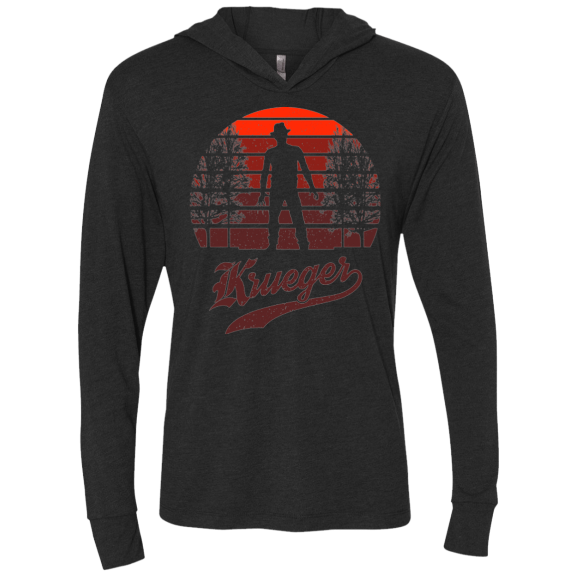 T-Shirts Vintage Black / X-Small Horror Sun Set Krueger Triblend Long Sleeve Hoodie Tee