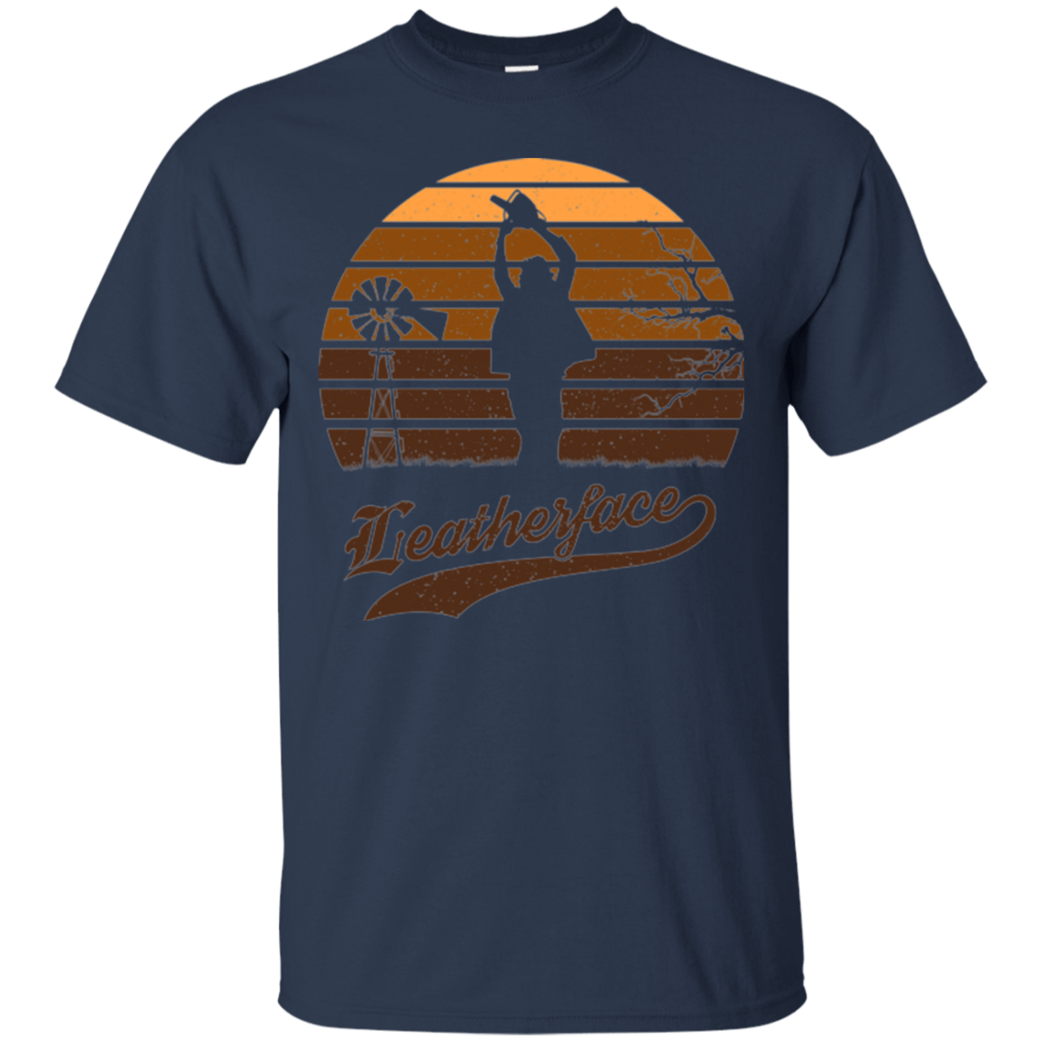 T-Shirts Navy / Small Horror Sun Set Leatherface T-Shirt