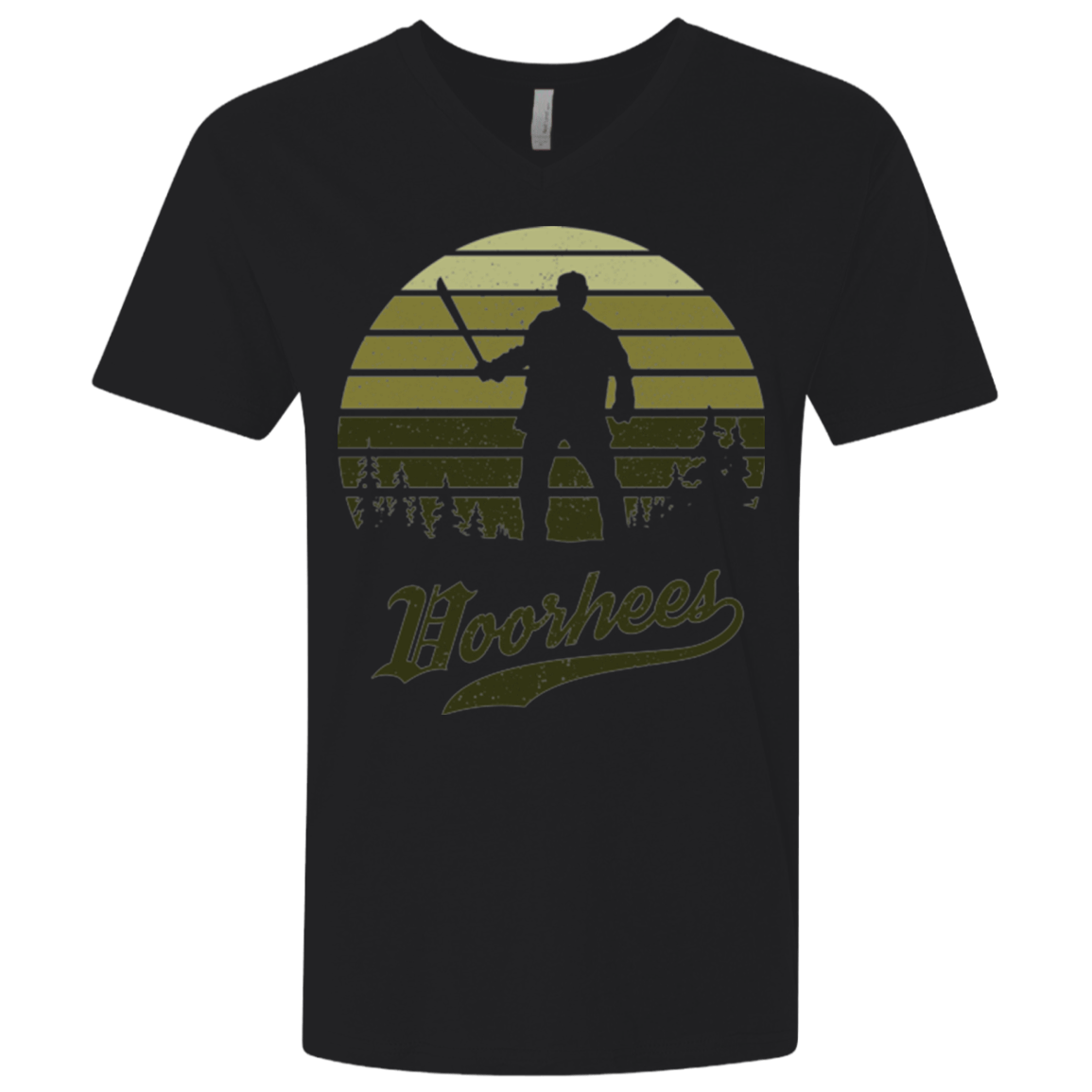 T-Shirts Black / X-Small Horror Sun Set Voorhees Men's Premium V-Neck
