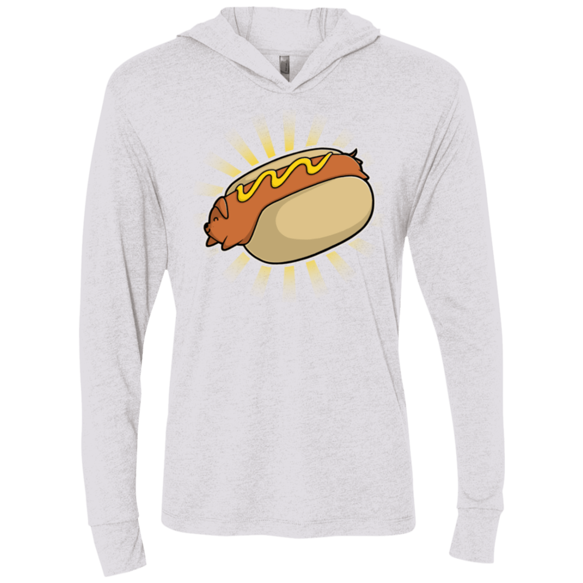 T-Shirts Heather White / X-Small Hotdog Triblend Long Sleeve Hoodie Tee