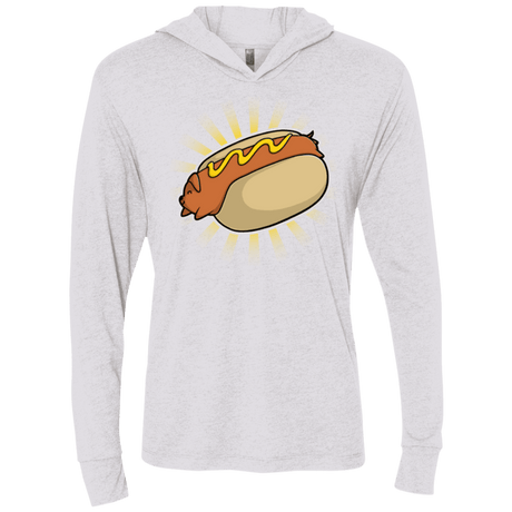 T-Shirts Heather White / X-Small Hotdog Triblend Long Sleeve Hoodie Tee