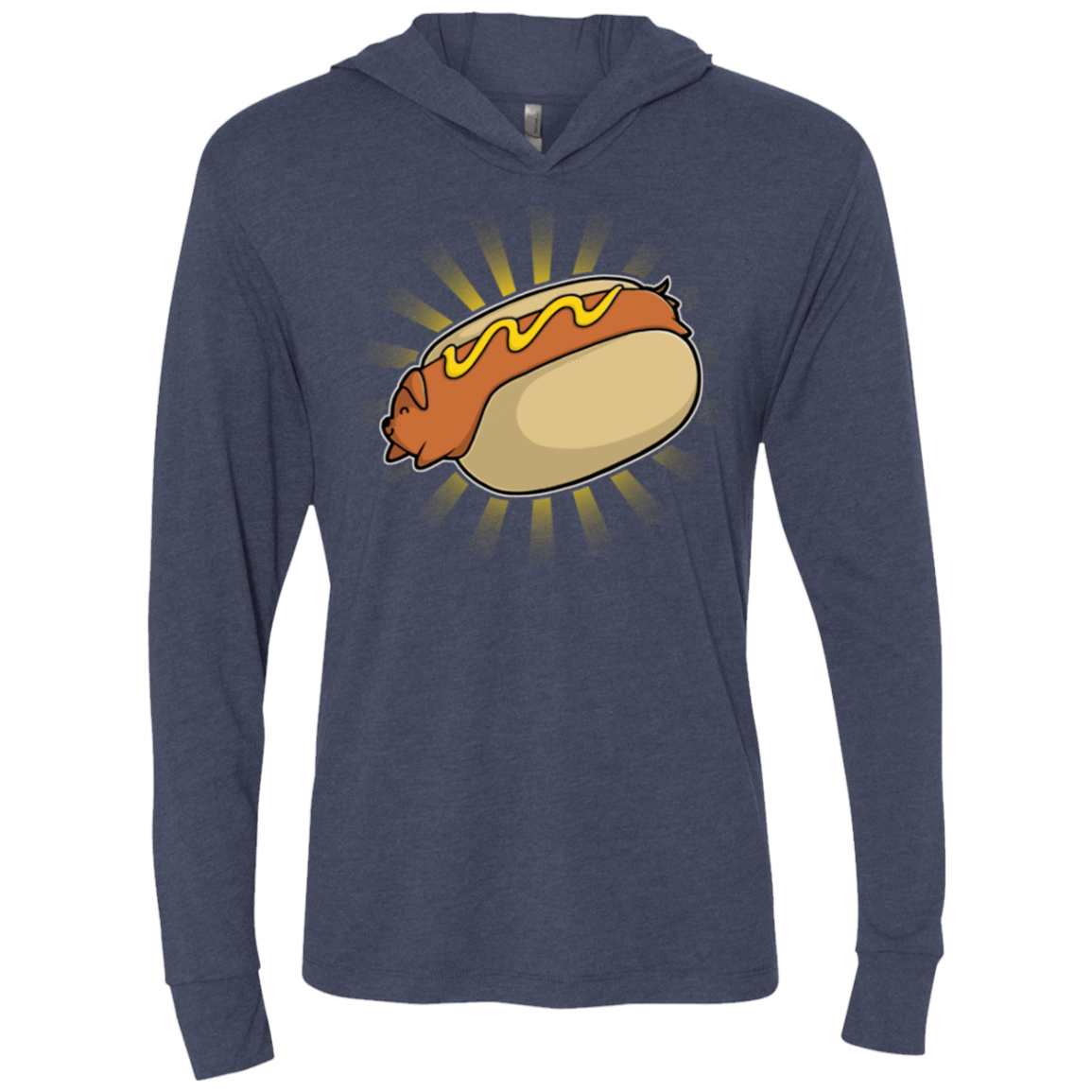T-Shirts Vintage Navy / X-Small Hotdog Triblend Long Sleeve Hoodie Tee