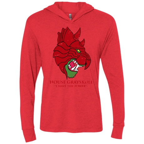 T-Shirts Vintage Red / X-Small House GraySkull Triblend Long Sleeve Hoodie Tee