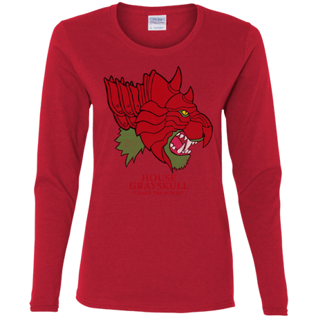 T-Shirts Red / S House Grayskull Women's Long Sleeve T-Shirt