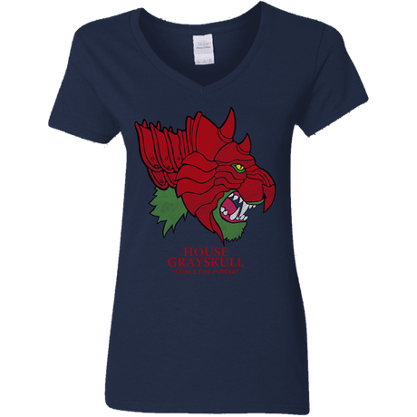 T-Shirts Navy / S House Grayskull Women's V-Neck T-Shirt