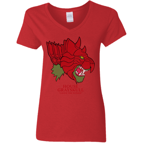 T-Shirts Red / S House Grayskull Women's V-Neck T-Shirt