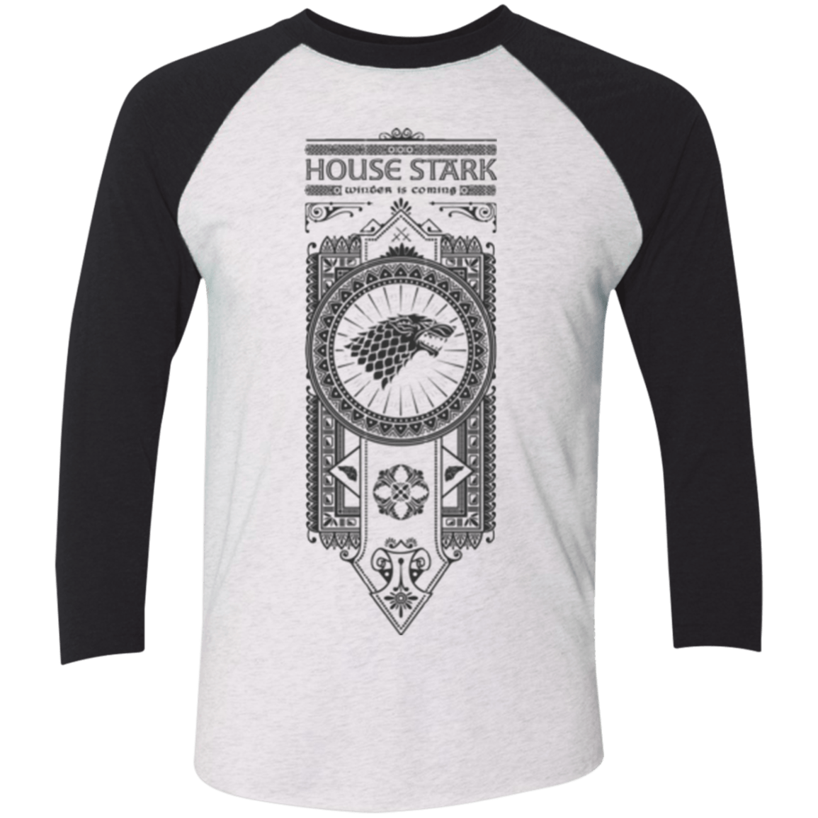 T-Shirts Heather White/Vintage Black / X-Small House Stark Black Men's Triblend 3/4 Sleeve
