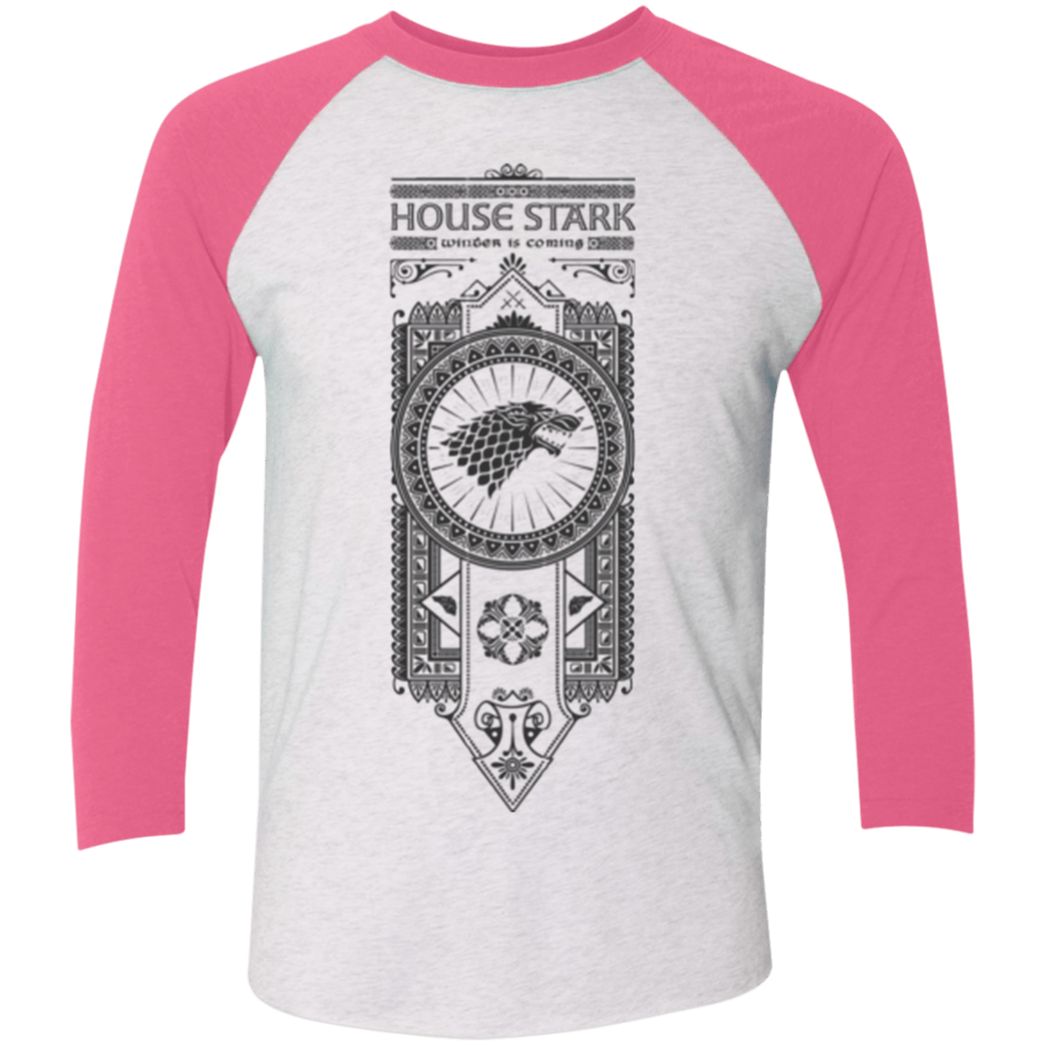 T-Shirts Heather White/Vintage Pink / X-Small House Stark Black Men's Triblend 3/4 Sleeve
