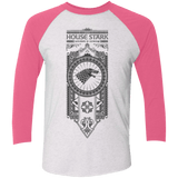 T-Shirts Heather White/Vintage Pink / X-Small House Stark Black Men's Triblend 3/4 Sleeve