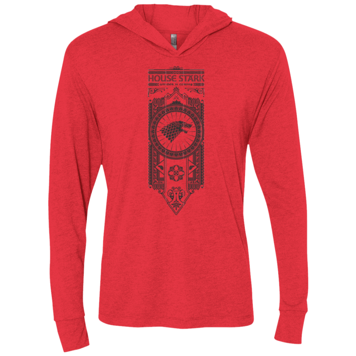 T-Shirts Vintage Red / X-Small House Stark Black Triblend Long Sleeve Hoodie Tee