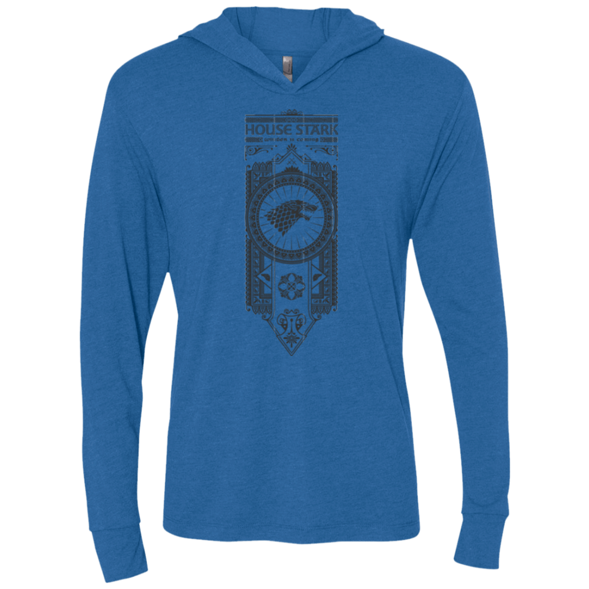 T-Shirts Vintage Royal / X-Small House Stark Black Triblend Long Sleeve Hoodie Tee