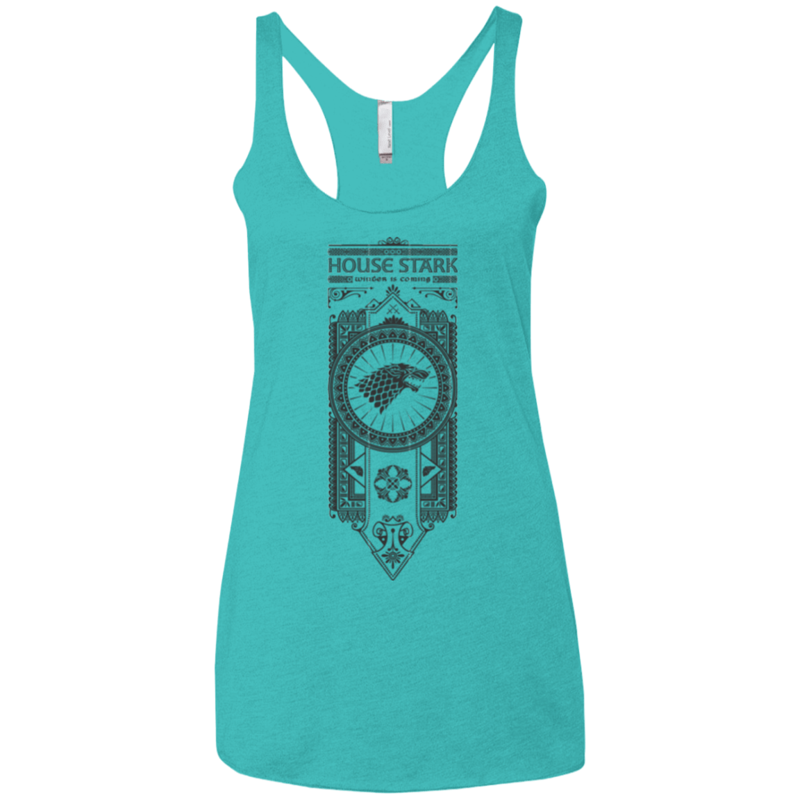 T-Shirts Tahiti Blue / X-Small House Stark Black Women's Triblend Racerback Tank