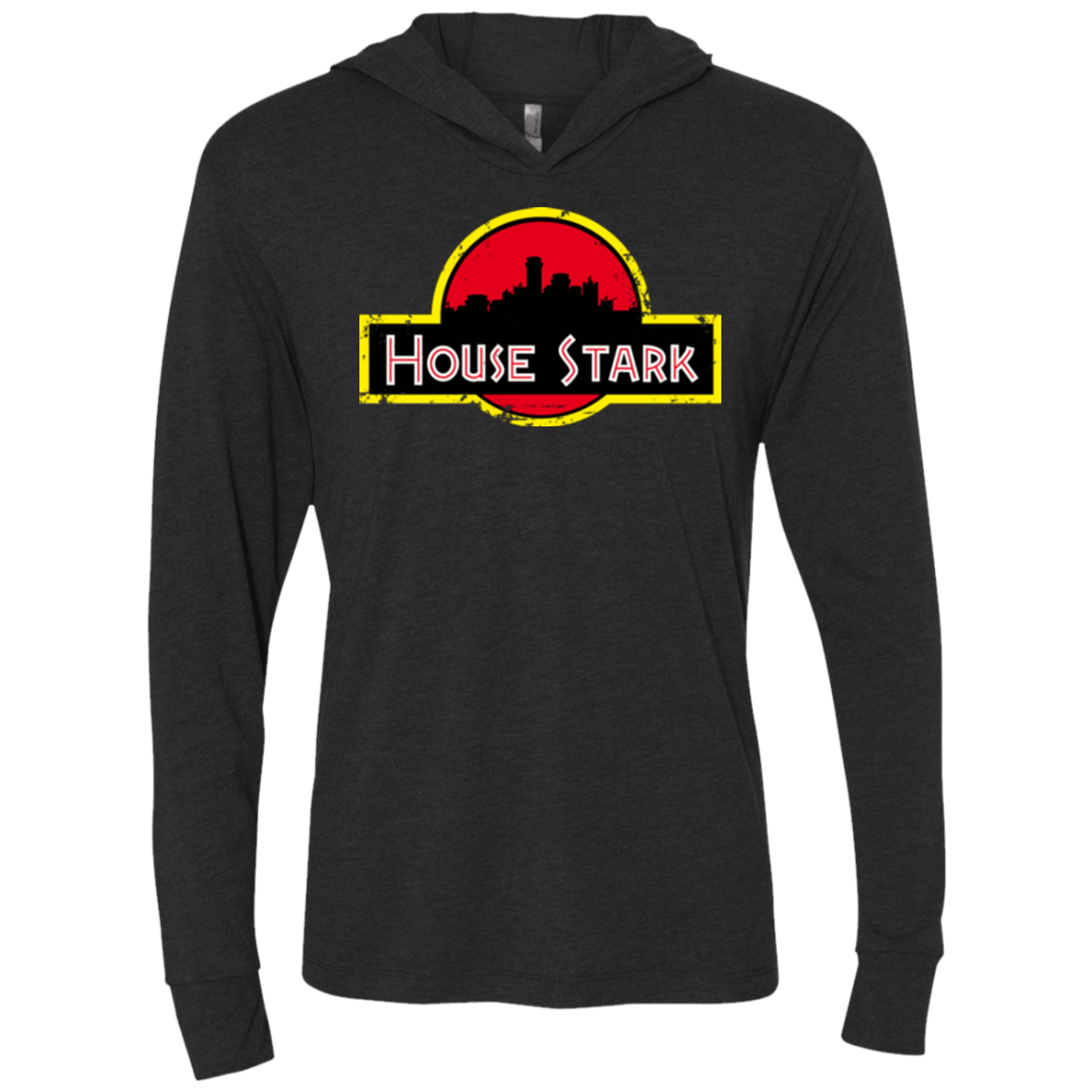 T-Shirts Vintage Black / X-Small House Stark Triblend Long Sleeve Hoodie Tee