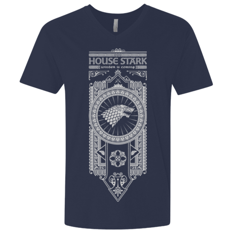 T-Shirts Midnight Navy / X-Small House Stark White Men's Premium V-Neck