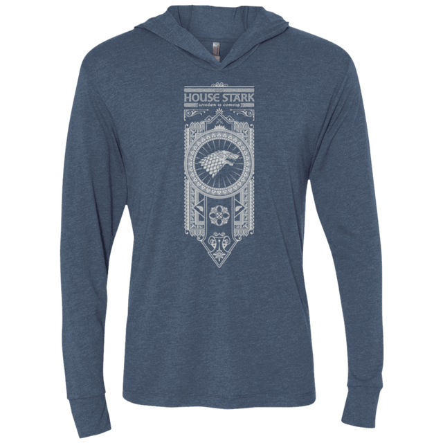 T-Shirts Indigo / X-Small House Stark White Triblend Long Sleeve Hoodie Tee