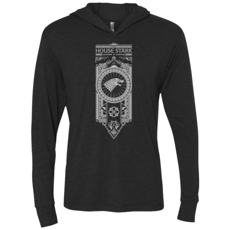 T-Shirts Vintage Black / X-Small House Stark White Triblend Long Sleeve Hoodie Tee