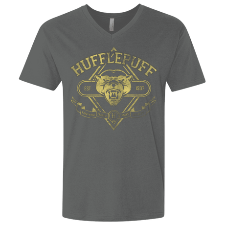 T-Shirts Heavy Metal / X-Small HUFFLEPUFF Men's Premium V-Neck