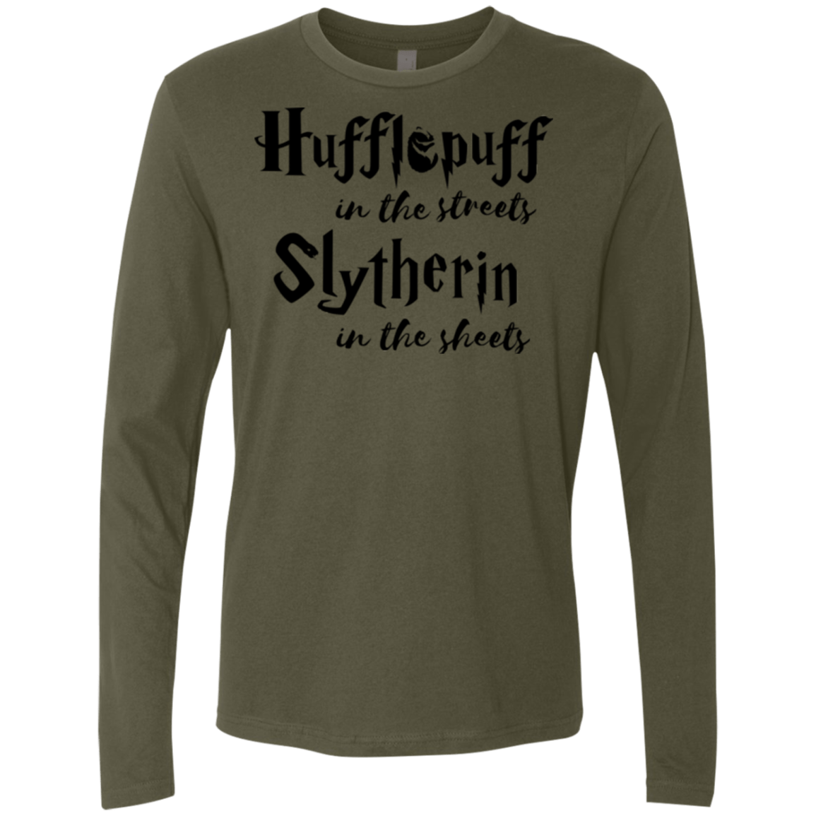 T-Shirts Military Green / Small Hufflepuff Streets Men's Premium Long Sleeve