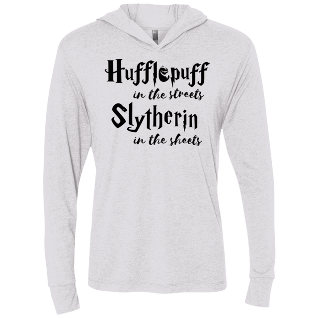 T-Shirts Heather White / X-Small Hufflepuff Streets Triblend Long Sleeve Hoodie Tee