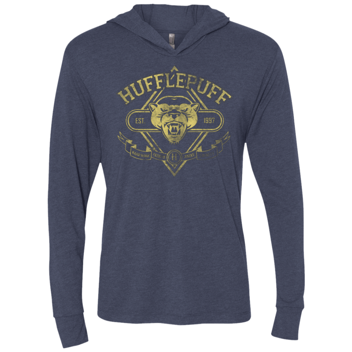 T-Shirts Vintage Navy / X-Small HUFFLEPUFF Triblend Long Sleeve Hoodie Tee