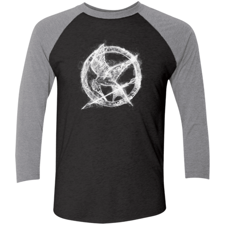 T-Shirts Vintage Black/Premium Heather / X-Small Hunger Games Smoke Men's Triblend 3/4 Sleeve