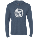 T-Shirts Indigo / X-Small Hunger Games Smoke Triblend Long Sleeve Hoodie Tee