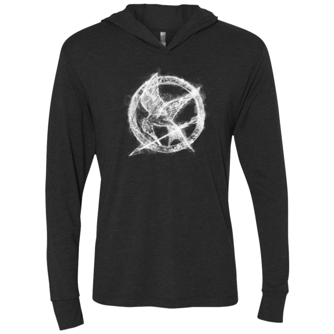 T-Shirts Vintage Black / X-Small Hunger Games Smoke Triblend Long Sleeve Hoodie Tee