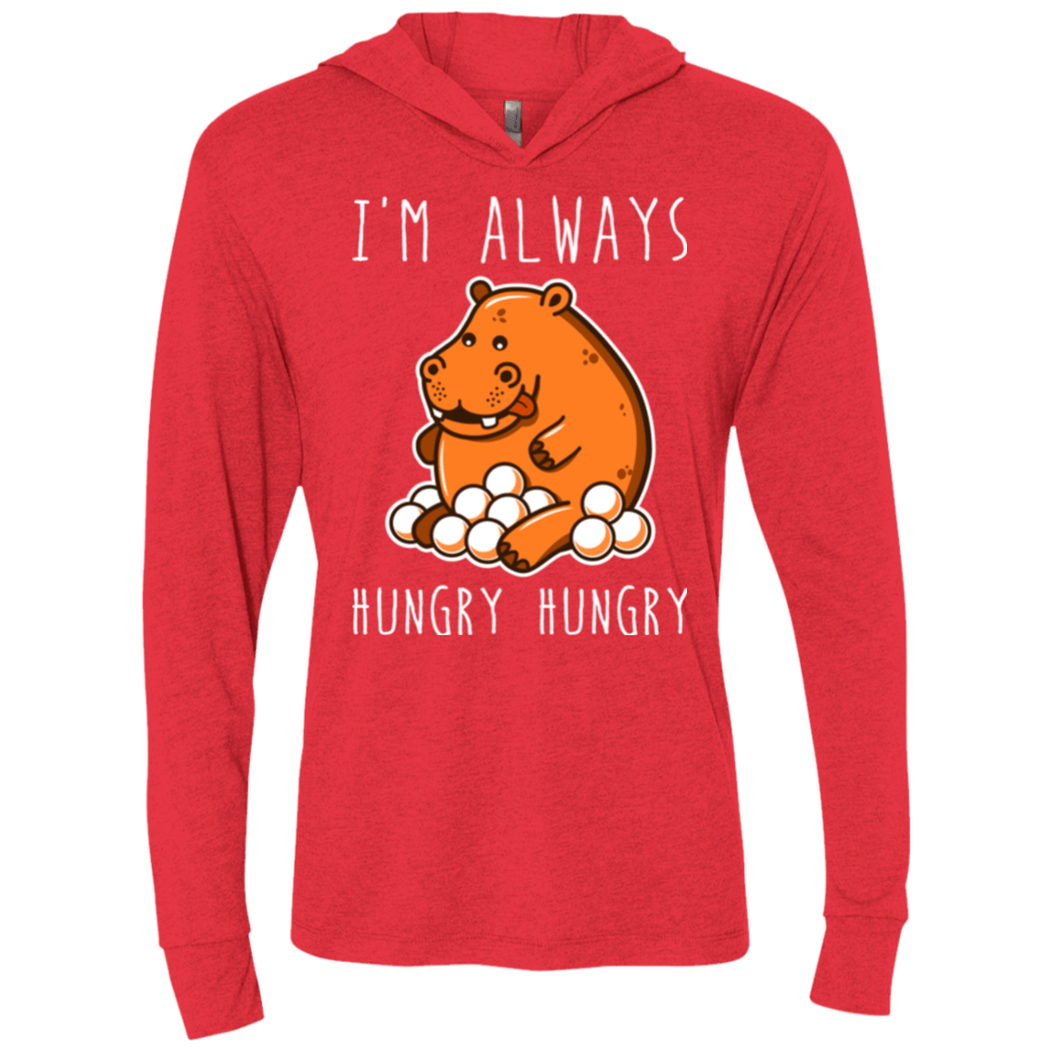 T-Shirts Vintage Red / X-Small Hungry Hungry Triblend Long Sleeve Hoodie Tee