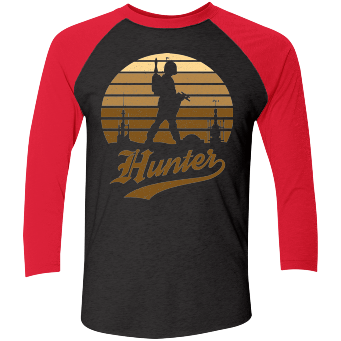 T-Shirts Vintage Black/Vintage Red / X-Small Hunter (1) Men's Triblend 3/4 Sleeve