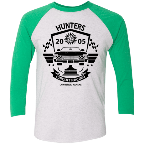 T-Shirts Heather White/Envy / X-Small Hunters Circuit Men's Triblend 3/4 Sleeve