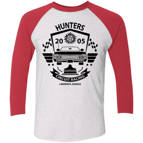 T-Shirts Heather White/Vintage Red / X-Small Hunters Circuit Men's Triblend 3/4 Sleeve
