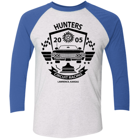 T-Shirts Heather White/Vintage Royal / X-Small Hunters Circuit Men's Triblend 3/4 Sleeve