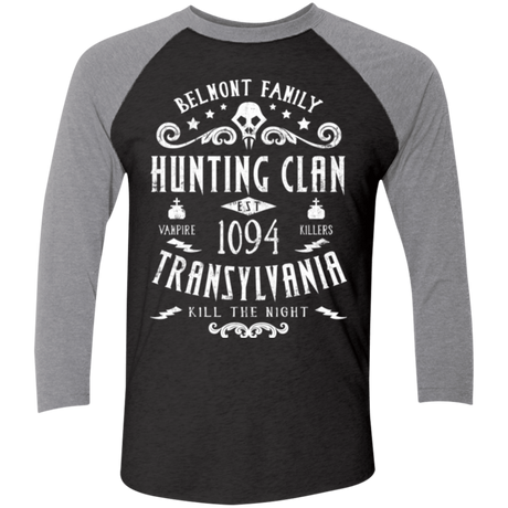 T-Shirts Vintage Black/Premium Heather / X-Small Hunting Clan Men's Triblend 3/4 Sleeve