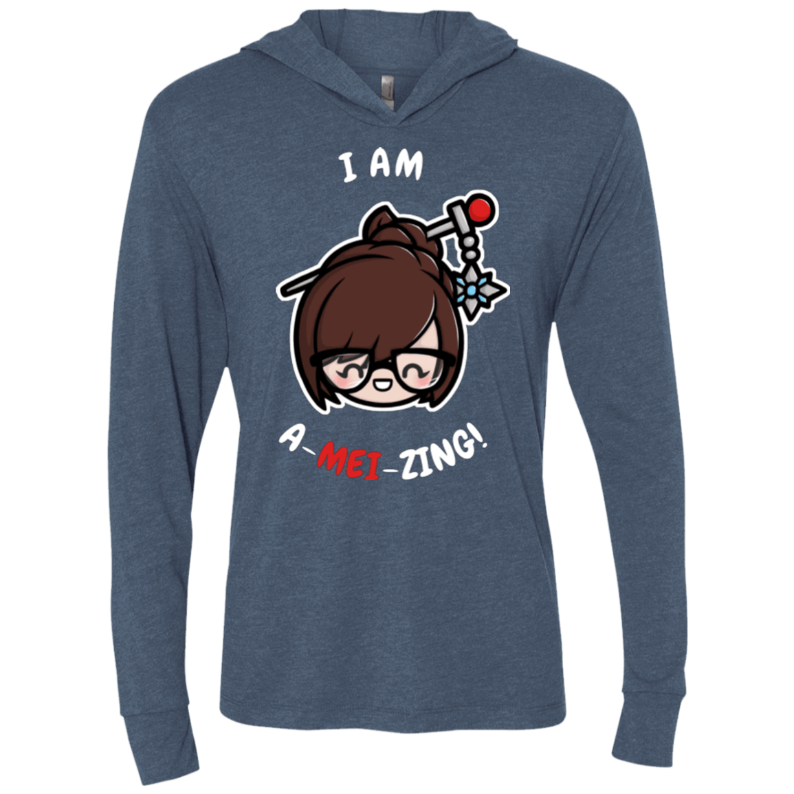 T-Shirts Indigo / X-Small I Am A Mei Zing Triblend Long Sleeve Hoodie Tee