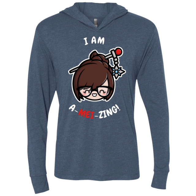 T-Shirts Indigo / X-Small I Am A Mei Zing Triblend Long Sleeve Hoodie Tee