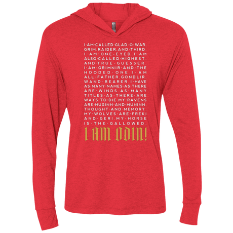 T-Shirts Vintage Red / X-Small I am Odin Triblend Long Sleeve Hoodie Tee