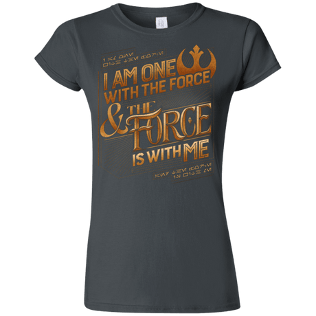 T-Shirts Charcoal / S I Am One With The Force Junior Slimmer-Fit T-Shirt